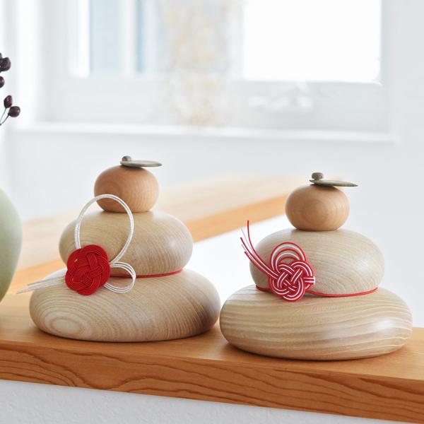 【アンジェ別注】 hare 水引で結ぶ  木の鏡餅  お正月【送料無料】