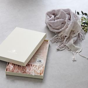 kobooriza 麻とボタニカルオーガニックの節糸格子マフラー／工房織座 箱入り （20％OFF）