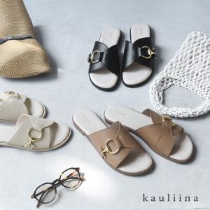 サッと履けて上品見え バックルデザイン フラットサンダル／kauliina カウリーナ（30％OFF）