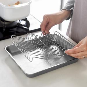 波型アミと合わせて使える ステンレス浅型 角バット 21枚取【揚げ物】