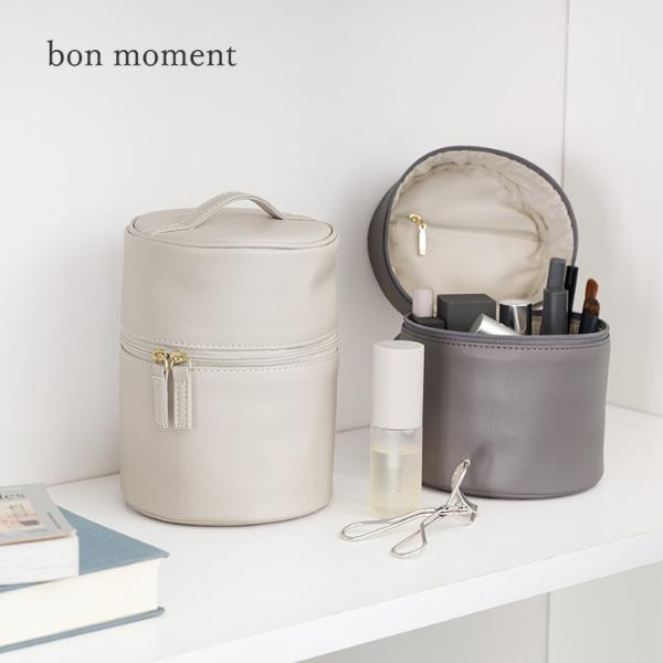 【ポーチ300円OFFクーポン】bon moment フェイクレザーで上品見え すっきり整頓 ラウンドミニバニティ／ボンモマン