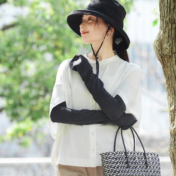 bon moment 内側シルクの肌にやさしいアームカバー ロングタイプ 熱中症