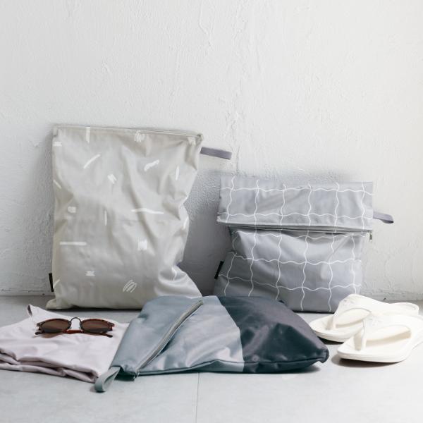 bon moment 濡れたまま収納できる 防水ポーチ マルチポーチ 大きめ 43×33cm トラベル 旅行／ボンモマン