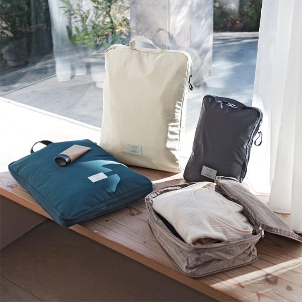 【2点セット】L／S bon moment 圧縮できるトラベルポーチ 圧縮 旅行 ポーチ 圧縮袋トラベル 旅行用／ボンモマン