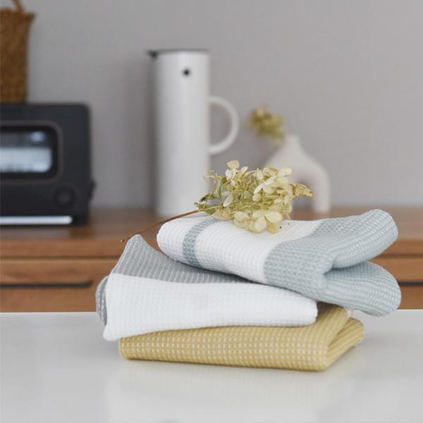 bon moment ワッフル織り たっぷり拭ける キッチンクロス キッチンタオル／ボンモマン