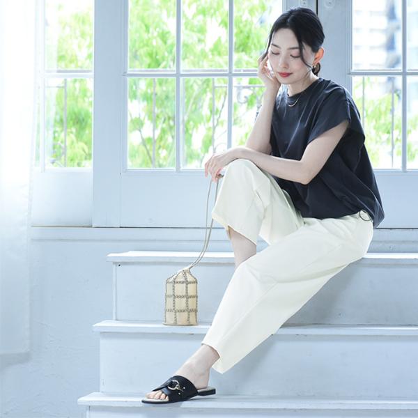 楽々キチンと見え アンクル丈 ワイドストレッチパンツ 日本製／Agreable