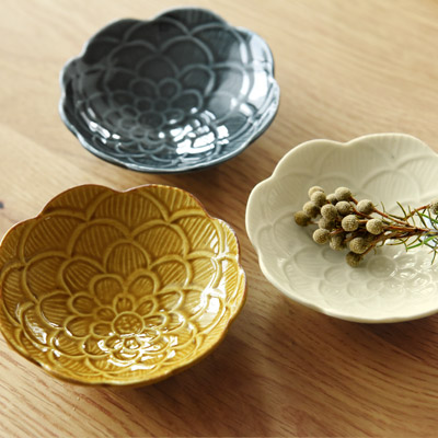 阿部春弥　牡丹豆皿／あべはるや