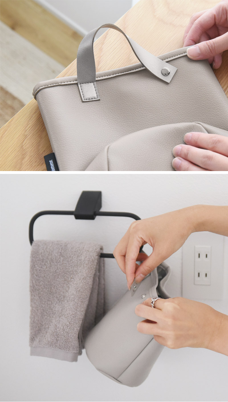 bon moment 汚れが気になりにくいフェイクレザー 吊り下げられる ゴミ箱/ボンモマン