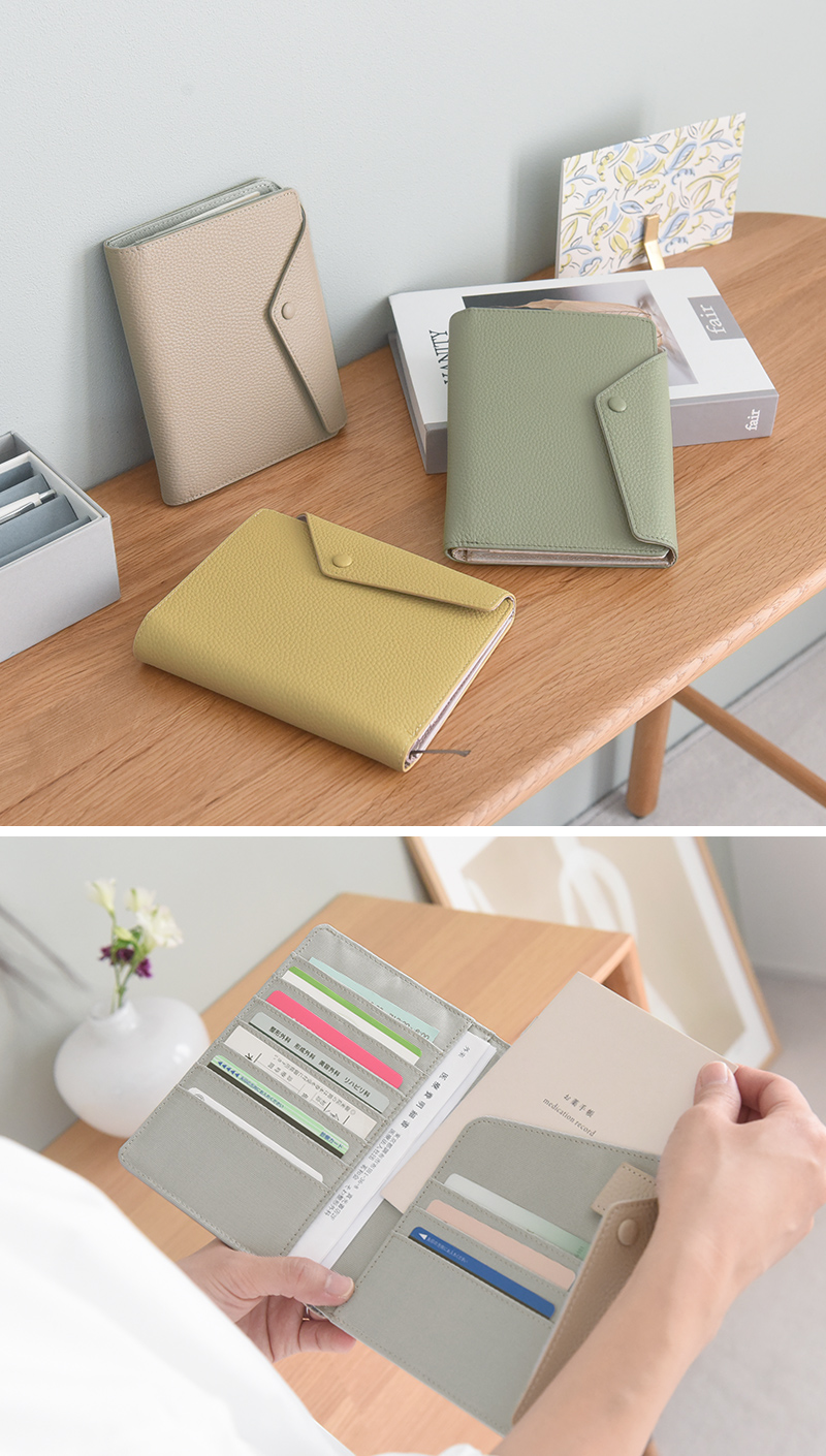 がばっと開く 牛革 お薬手帳ケース 貴重品ケース 牛革 本革/Agreable アグレアーブル