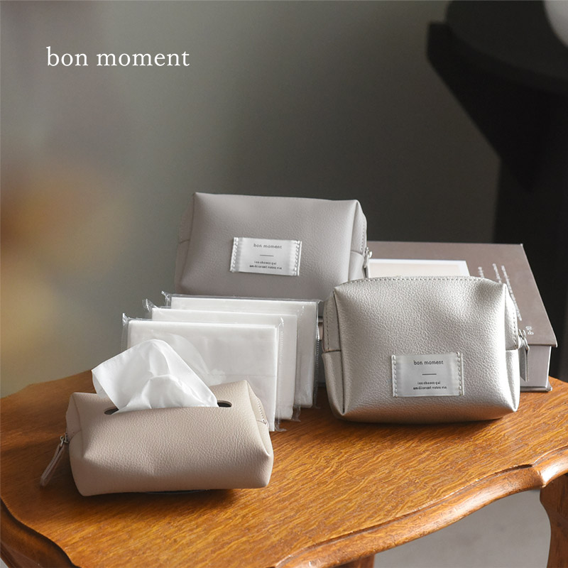 bon moment ポケットティッシュが3つ入る フェイクレザー ティッシュケース/ボンモマン