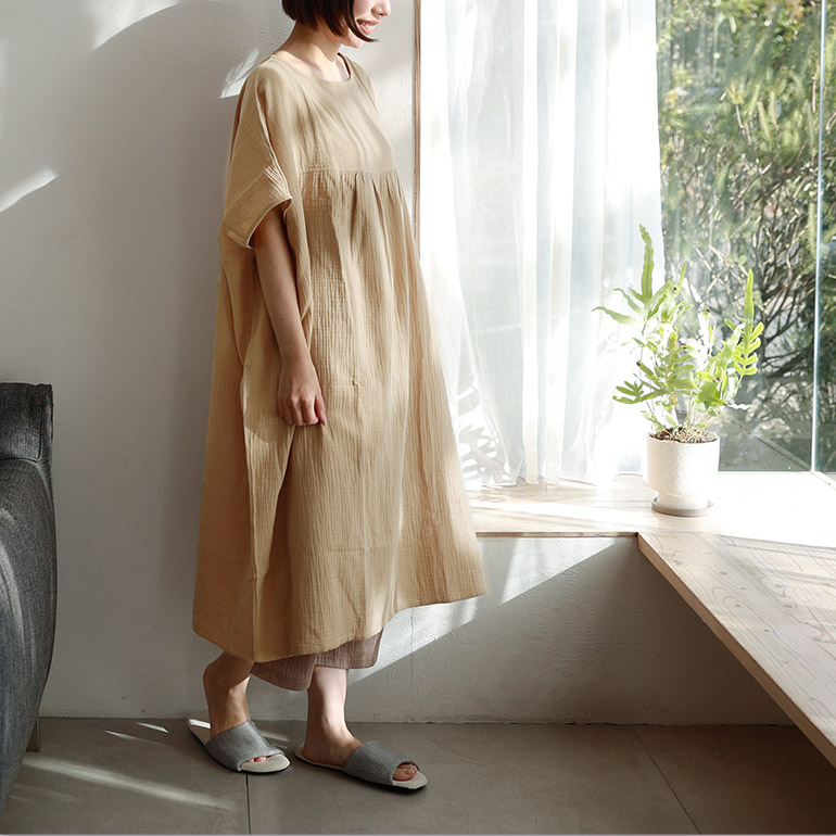 bon moment 湯上りガーゼワンピース ルームワンピースボンモマン