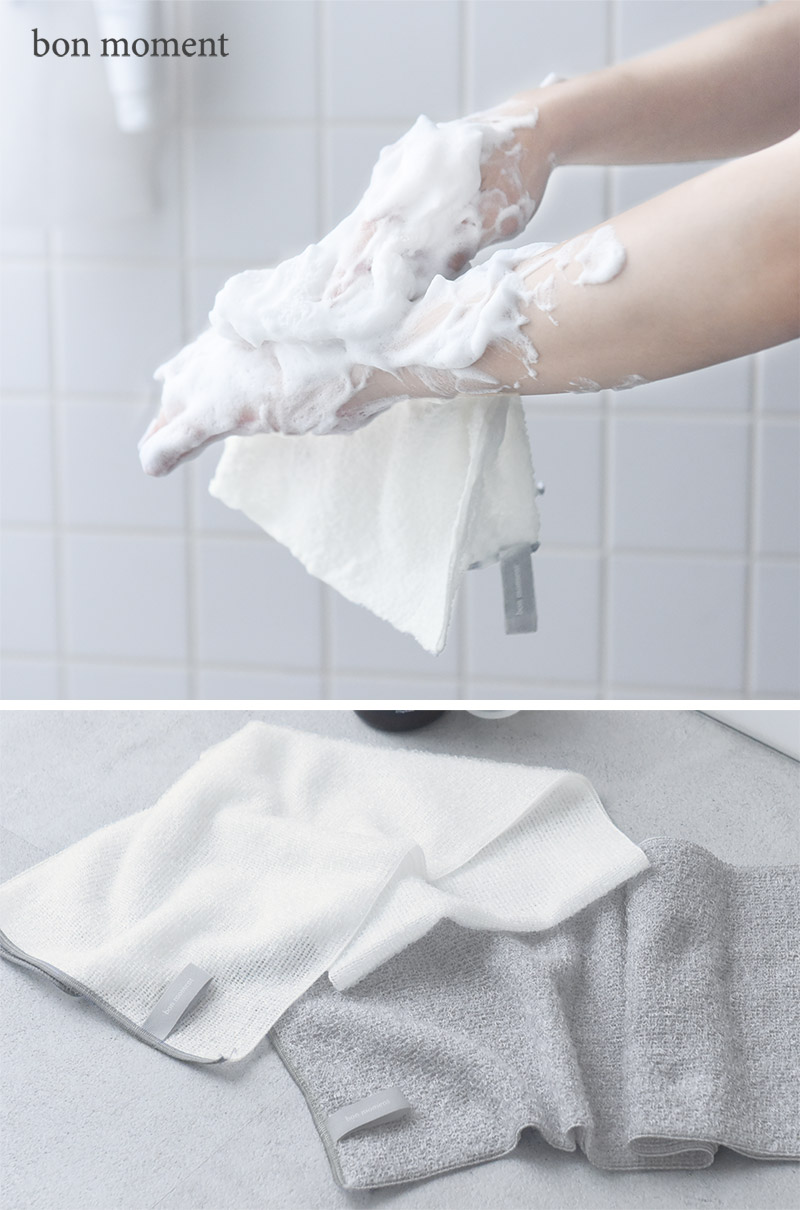 bon moment 泡立ちの良い とうもろこし由来繊維 ふわふわボディタオル／ボンモマン