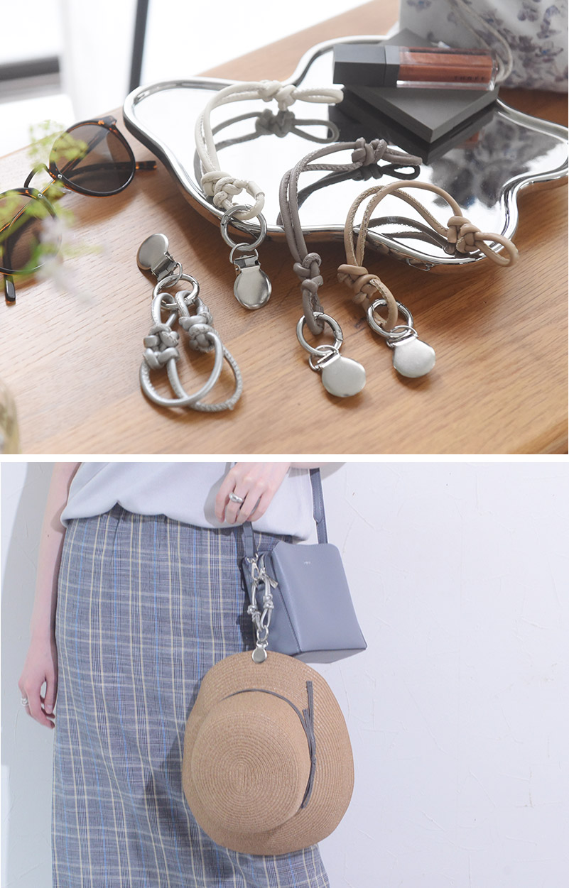 帽子を折らずに持ち歩ける 牛革 ハットクリップ マルチリング付/Agreable アグレアーブル