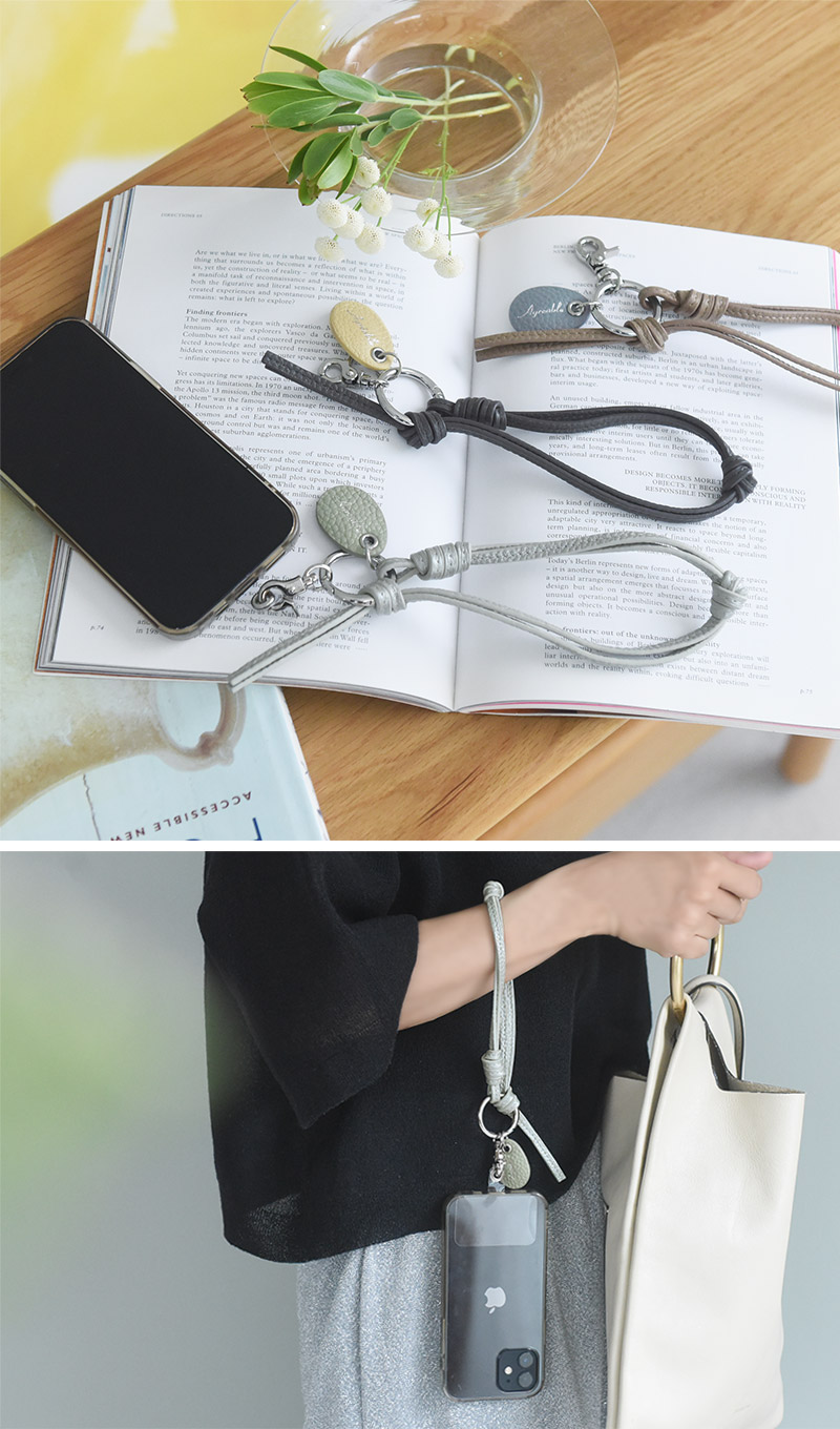スマホの落下防止に 上品に持てる 牛革 スマホストラップ/Agreable アグレアーブル