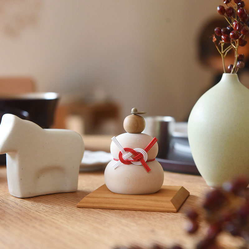 お正月 【アンジェ別注】 hare 水引で結ぶ 小さな木の鏡餅 お正月