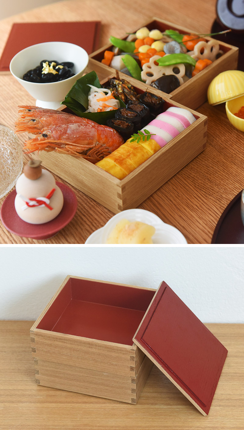 松屋漆器店 白木塗 タモ5.0二段重