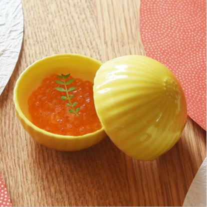 花形 蓋付珍味入れ 美濃焼 お正月