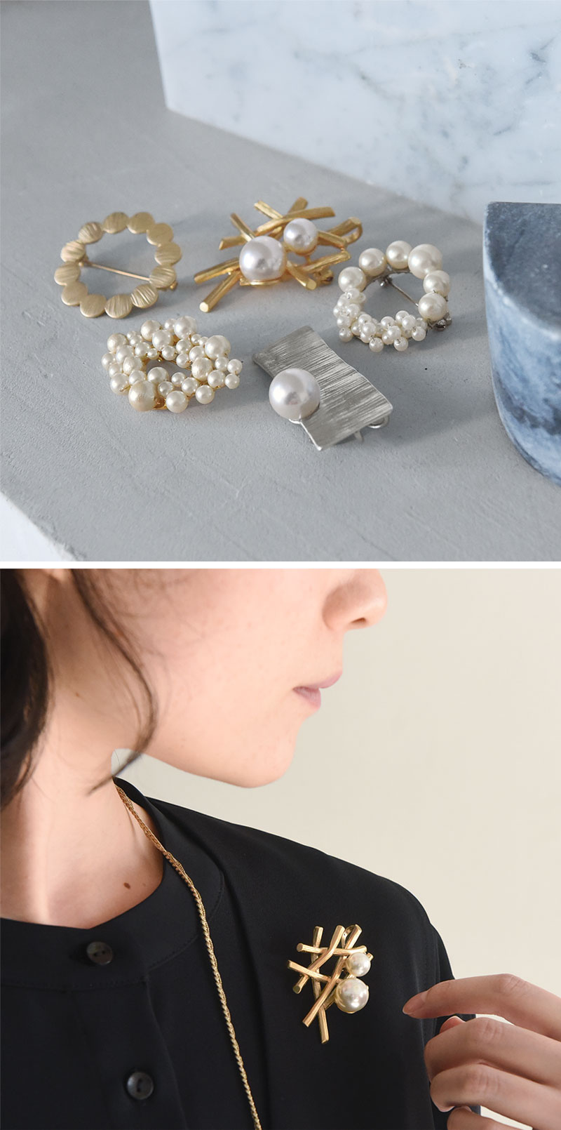 【デザインが選べる】 胸元が華やぐ パールブローチ メタルブローチ 卒園式 卒業式 入園式 入学式／kauliina カウリーナ