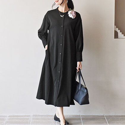 （綺麗な黒が続く） 黒原着素材 ブラックジレ／Agreable