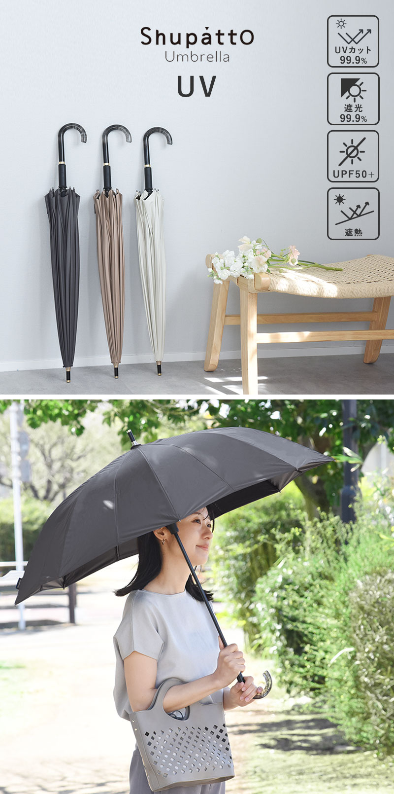 マーナ Shupatto アンブレラ 日傘 UV 55cm／MARNA