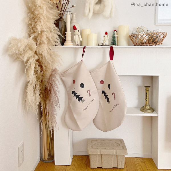 クリスマス kukka ja puu サンタ袋のような クリスマス ラッピング袋 特大・大サイズ・靴下／クッカヤプー