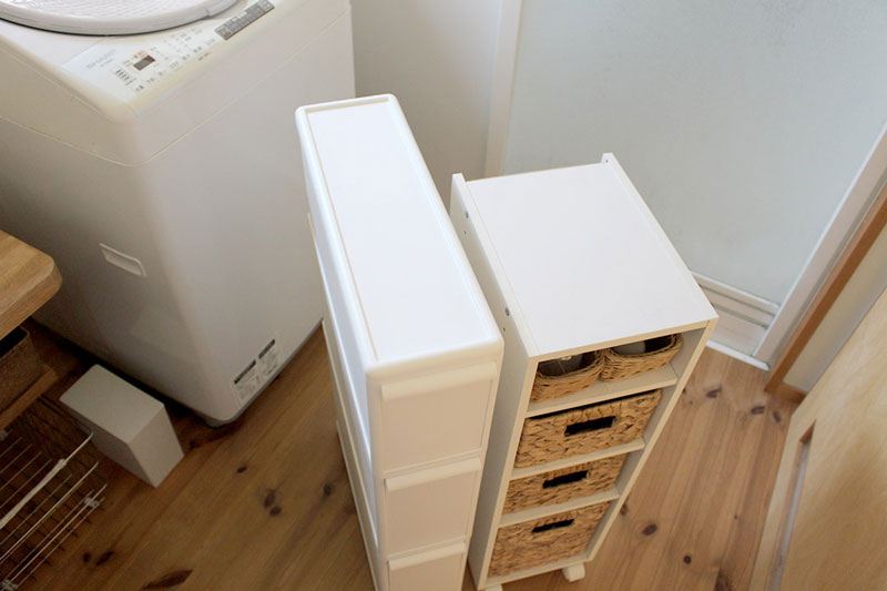 諦めていた洗濯機横に新たな収納が！隙間にフィット「幅14cmのスリムストッカー」